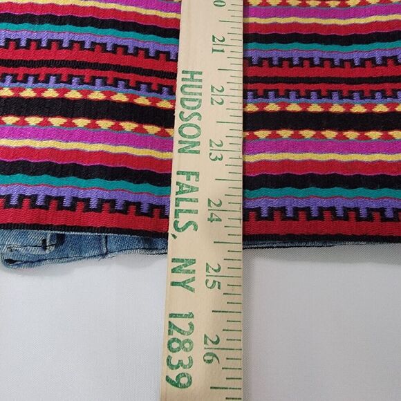 Vtg Coldwater Creek Boho Denim Jacket Womens Large Aztec Embroidered USA - Picture 10 of 13